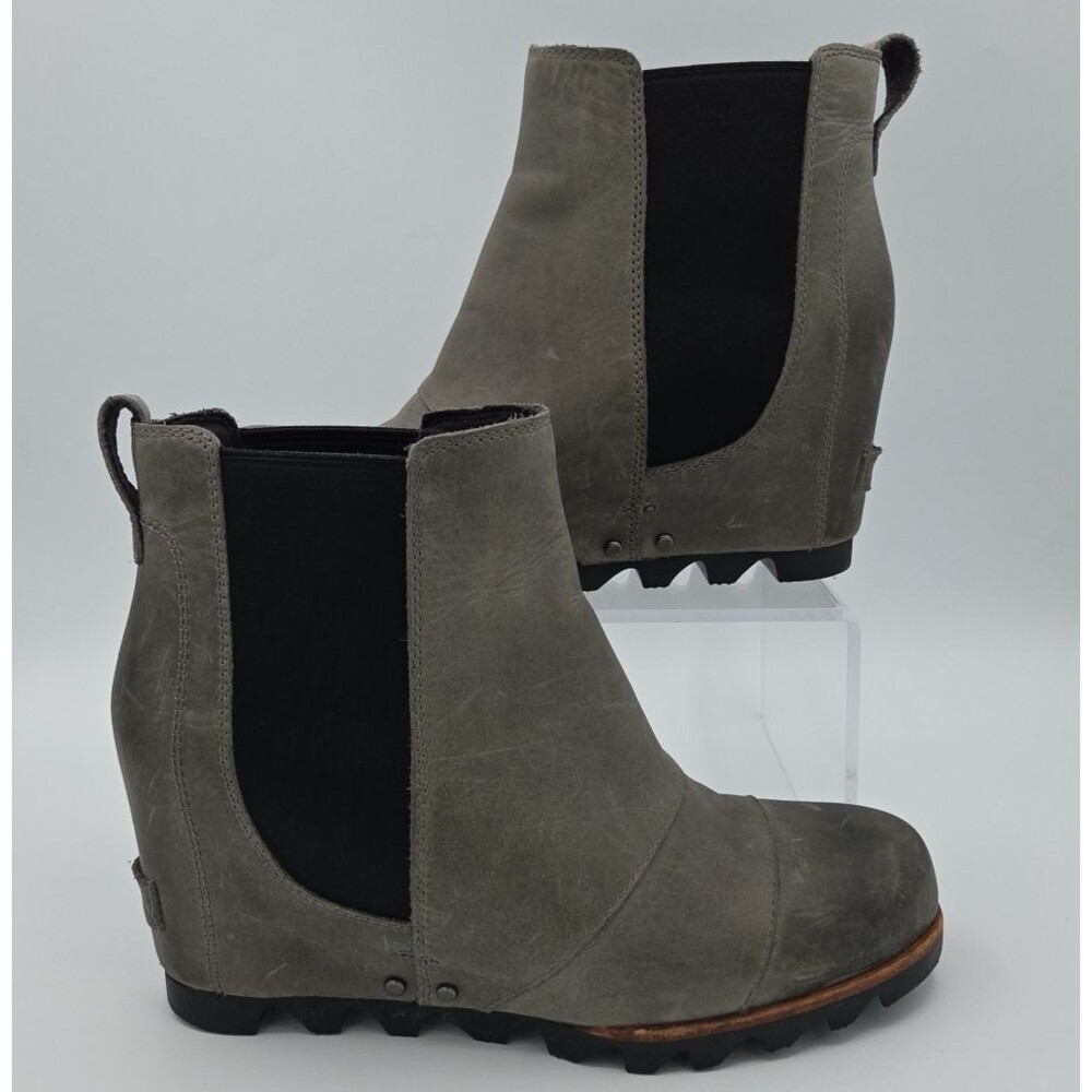 Sorel LEA Wedge Chelsea Ankle Bootie Waterproof Black/Grey Women's Size 7